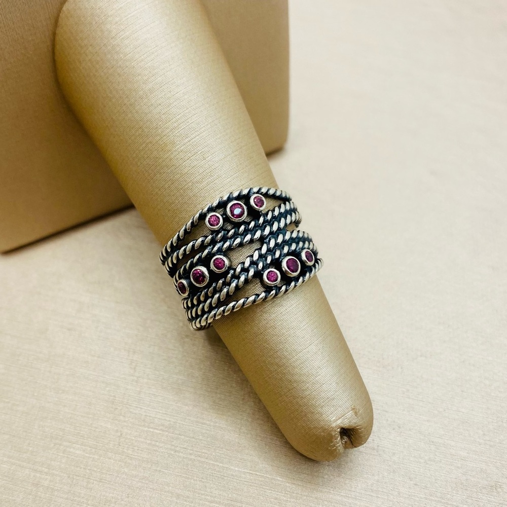 EUC Pandora 190863RHL 925 Sterling Silver Hidden Romance Ring w/ Rhodolite Stone - Picture 4 of 17